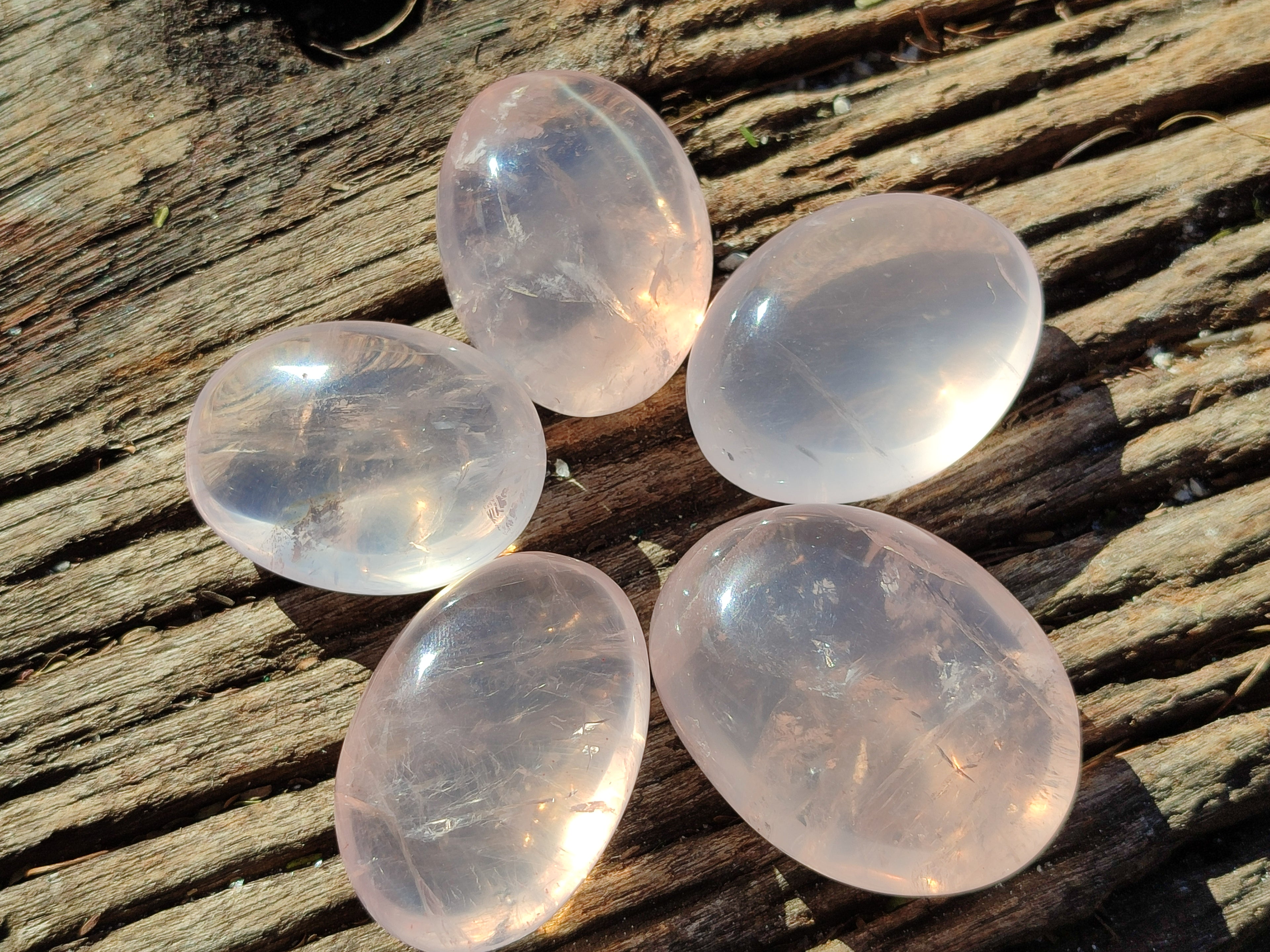 Polished Rose Quartz Palm Stones x 35 From Ambatondrazaka, Madagascar - Toprock Gemstones and Minerals 