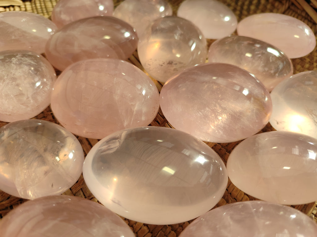 Polished Rose Quartz Palm Stones x 35 From Ambatondrazaka, Madagascar - Toprock Gemstones and Minerals 