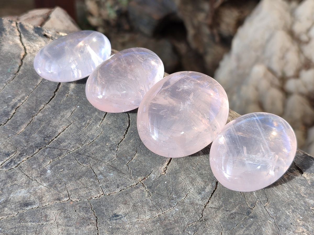 Polished Rose Quartz Palm Stones x 35 From Ambatondrazaka, Madagascar - Toprock Gemstones and Minerals 