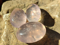 Polished Rose Quartz Palm Stones x 35 From Ambatondrazaka, Madagascar - Toprock Gemstones and Minerals 