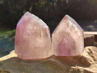 Polished Mixed Inclusion Quartz Crystals with Amethyst and Chlorite x 5 from Madagascar
