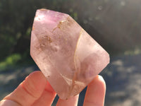 Polished Mixed Inclusion Quartz Crystals with Amethyst and Chlorite x 5 from Madagascar