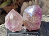 Polished Mixed Inclusion Quartz Crystals with Amethyst and Chlorite x 5 from Madagascar