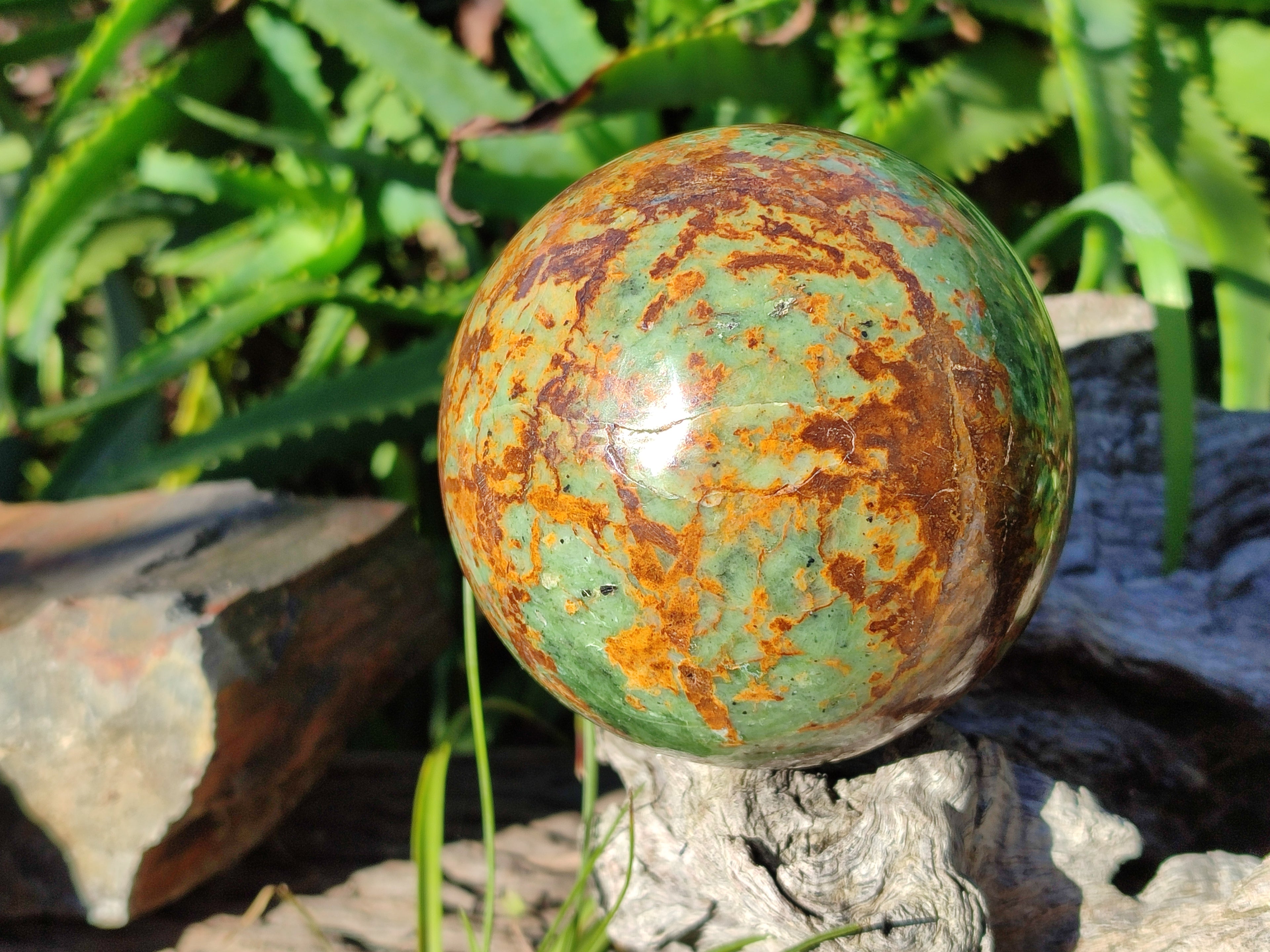 Polished Chrysoprase and Green Opal Spheres x 5 From Madagascar - Toprock Gemstones and Minerals 