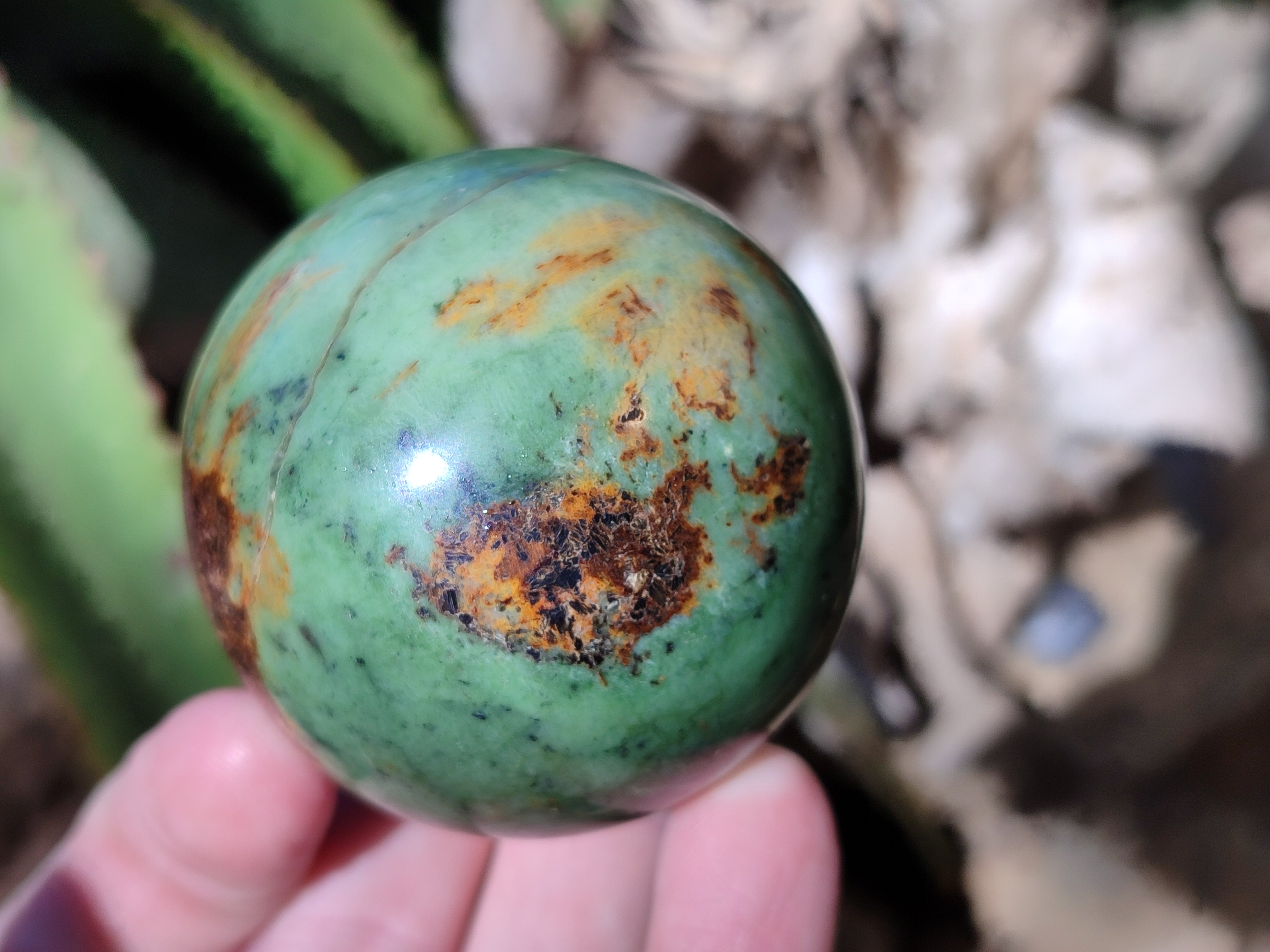 Polished Chrysoprase and Green Opal Spheres x 5 From Madagascar - Toprock Gemstones and Minerals 