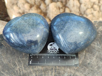 Polished Blue Lazulite Hearts x 4 From Madagascar