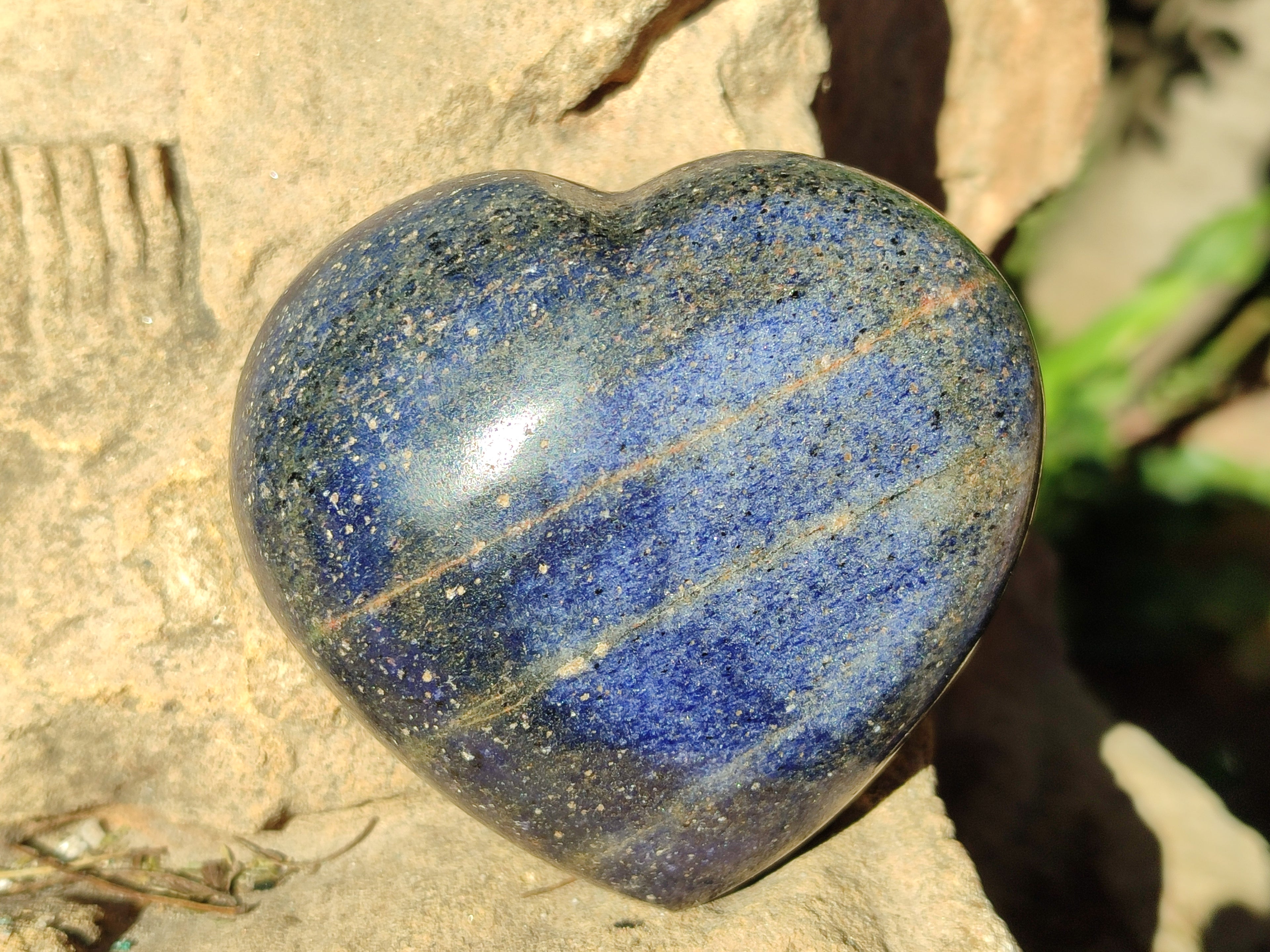 Polished Blue Lazulite Hearts x 4 From Madagascar - Toprock Gemstones and Minerals 