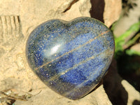 Polished Blue Lazulite Hearts x 4 From Madagascar