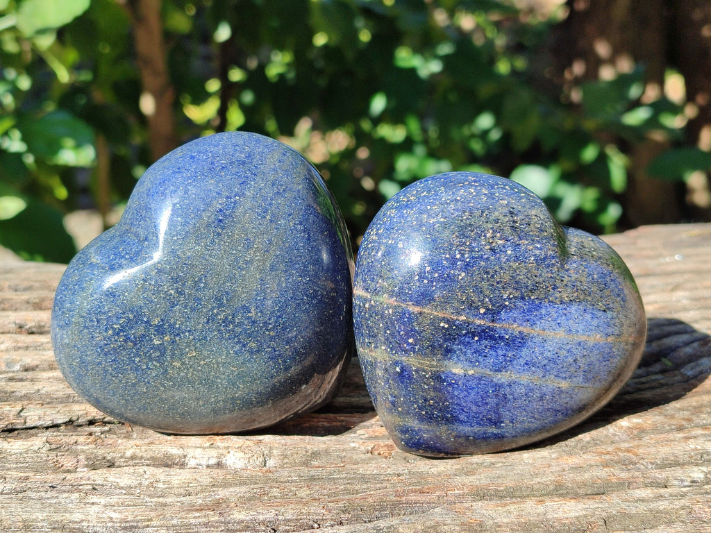 Polished Blue Lazulite Hearts x 4 From Madagascar - Toprock Gemstones and Minerals 