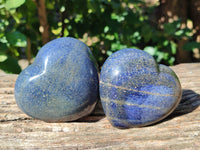 Polished Blue Lazulite Hearts x 4 From Madagascar