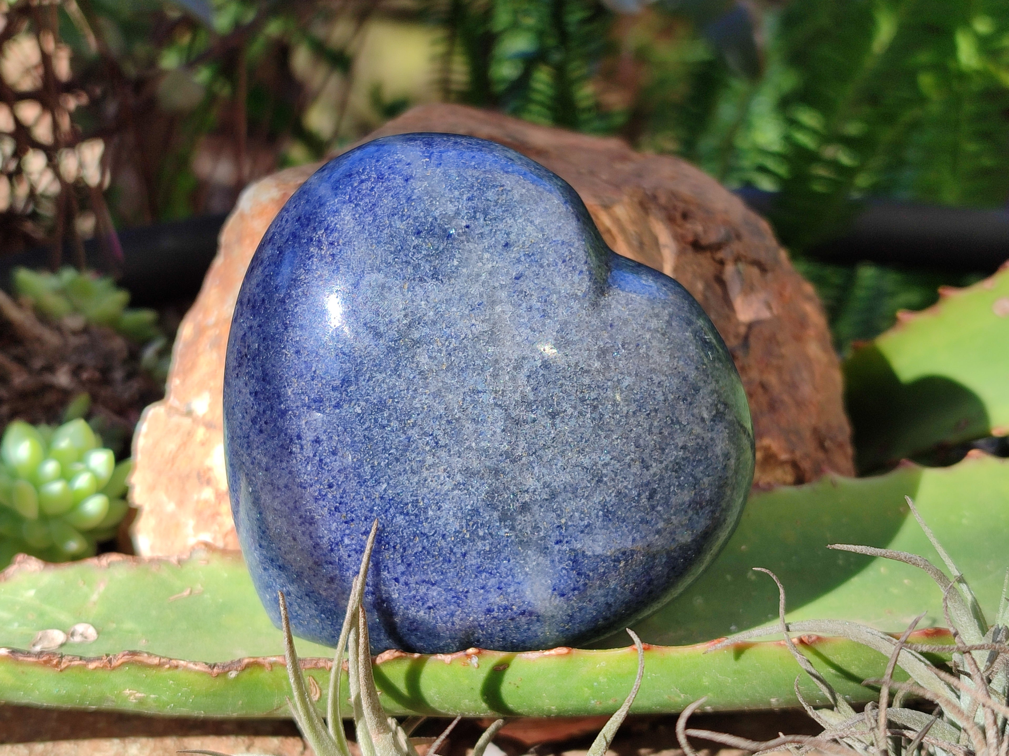 Polished Blue Lazulite Hearts x 4 From Madagascar - Toprock Gemstones and Minerals 