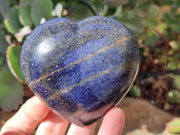 Polished Blue Lazulite Hearts x 4 From Madagascar