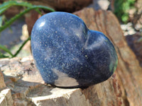 Polished Blue Lazulite Hearts x 4 From Madagascar