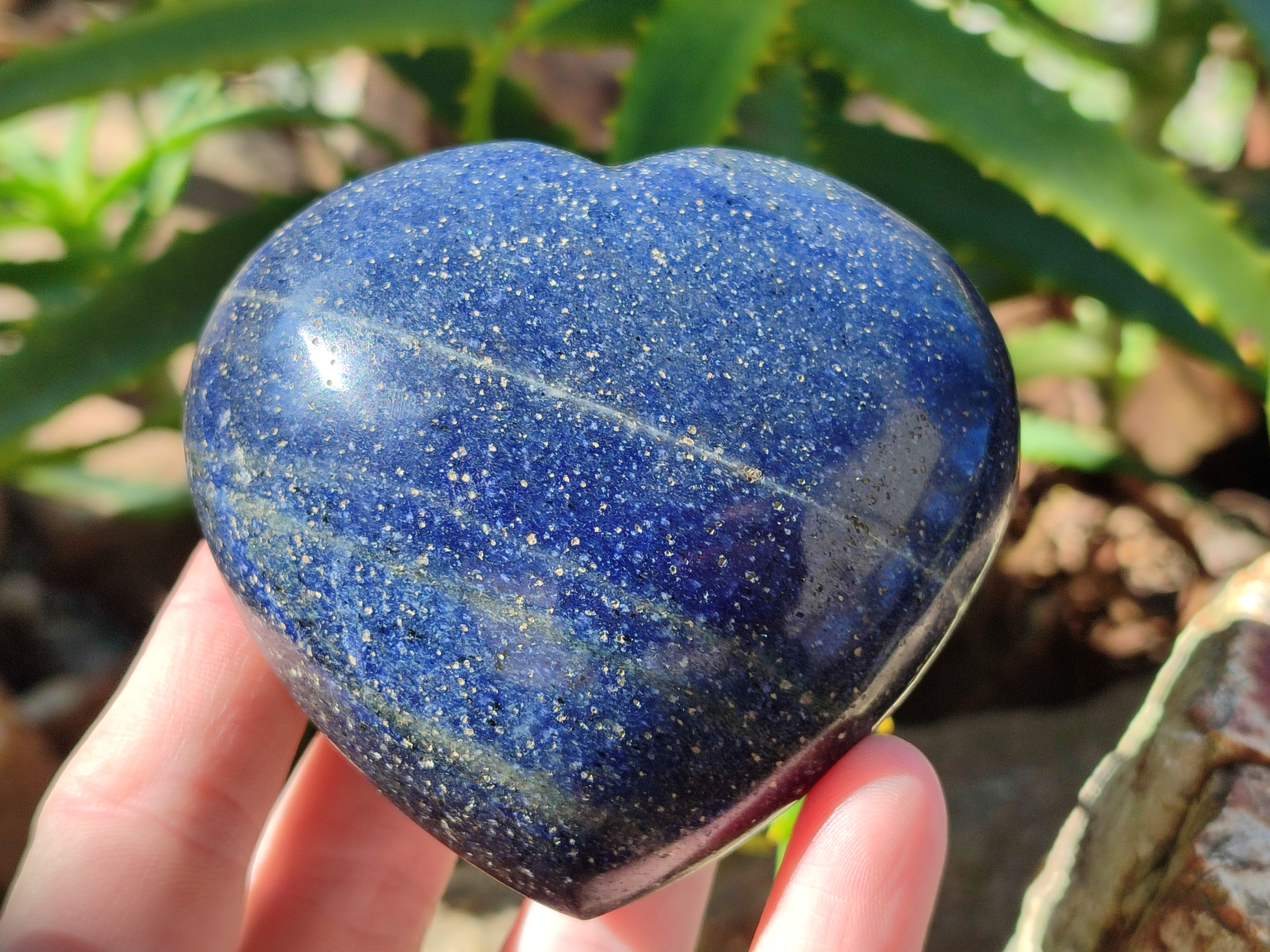 Polished Blue Lazulite Hearts x 4 From Madagascar - Toprock Gemstones and Minerals 