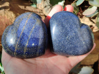 Polished Blue Lazulite Hearts x 4 From Madagascar