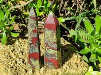 Polished Bastite Dragons Blood Stone Points x 5 From Tshipise, South Africa - Toprock Gemstones and Minerals 