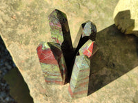 Polished Bastite Dragons Blood Stone Points x 5 From Tshipise, South Africa - Toprock Gemstones and Minerals 