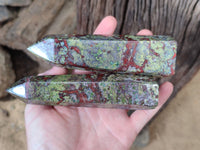 Polished Bastite Dragons Blood Stone Points x 5 From Tshipise, South Africa - Toprock Gemstones and Minerals 