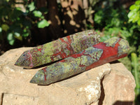 Polished Bastite Dragons Blood Stone Points x 5 From Tshipise, South Africa - Toprock Gemstones and Minerals 