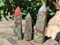 Polished Bastite Dragons Blood Stone Points x 5 From Tshipise, South Africa - Toprock Gemstones and Minerals 