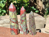 Polished Bastite Dragons Blood Stone Points x 5 From Tshipise, South Africa - Toprock Gemstones and Minerals 