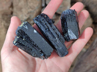 Natural Fibrous Schorl Black Tourmaline Crystals x 12 From Erongo, Namibia - Toprock Gemstones and Minerals 
