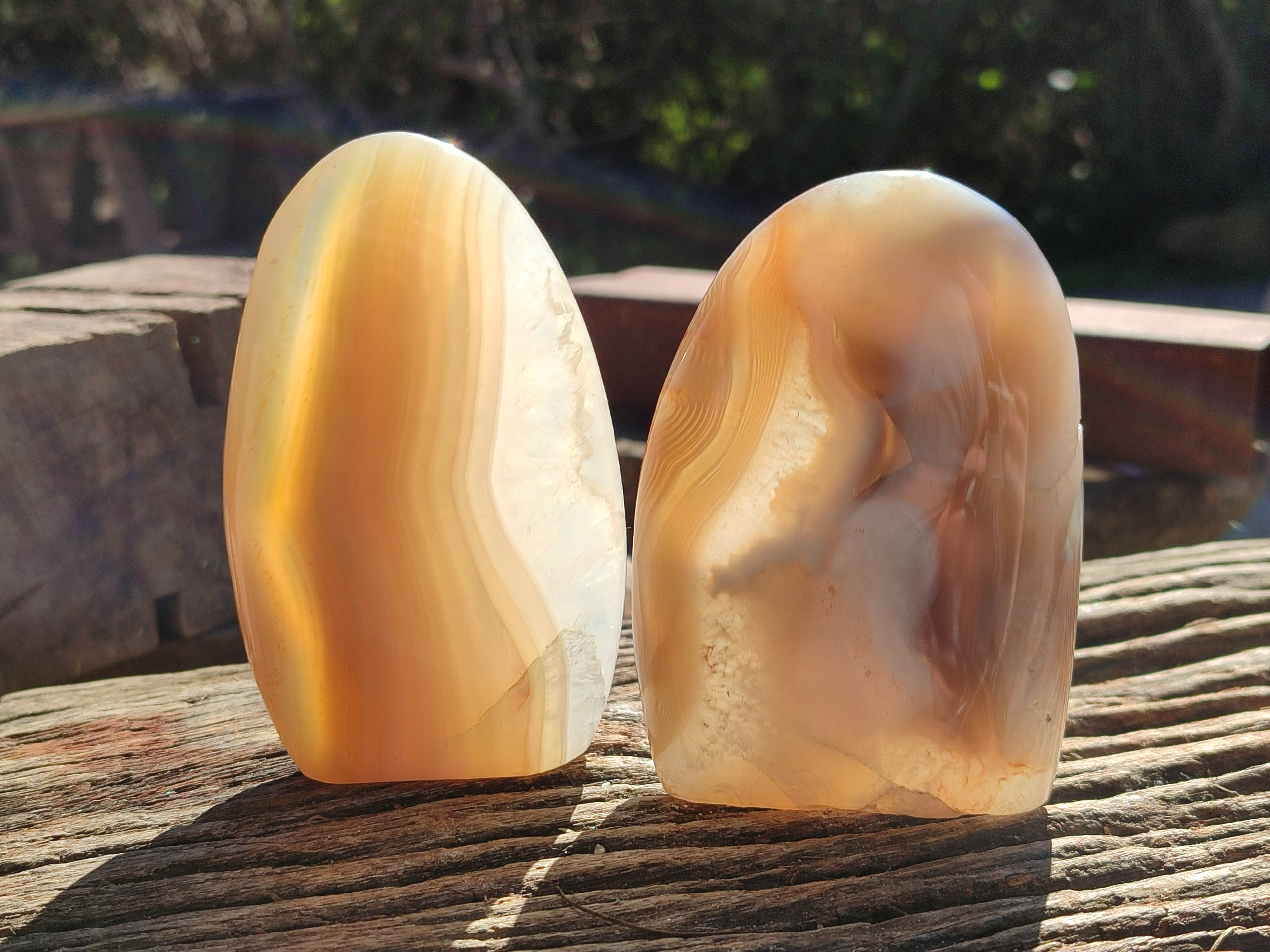 Polished Banded Agate Standing Free Forms x 3 From Madagascar - Toprock Gemstones and Minerals 