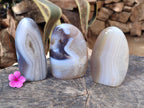 Polished Banded Agate Standing Free Forms x 3 From Madagascar - Toprock Gemstones and Minerals 