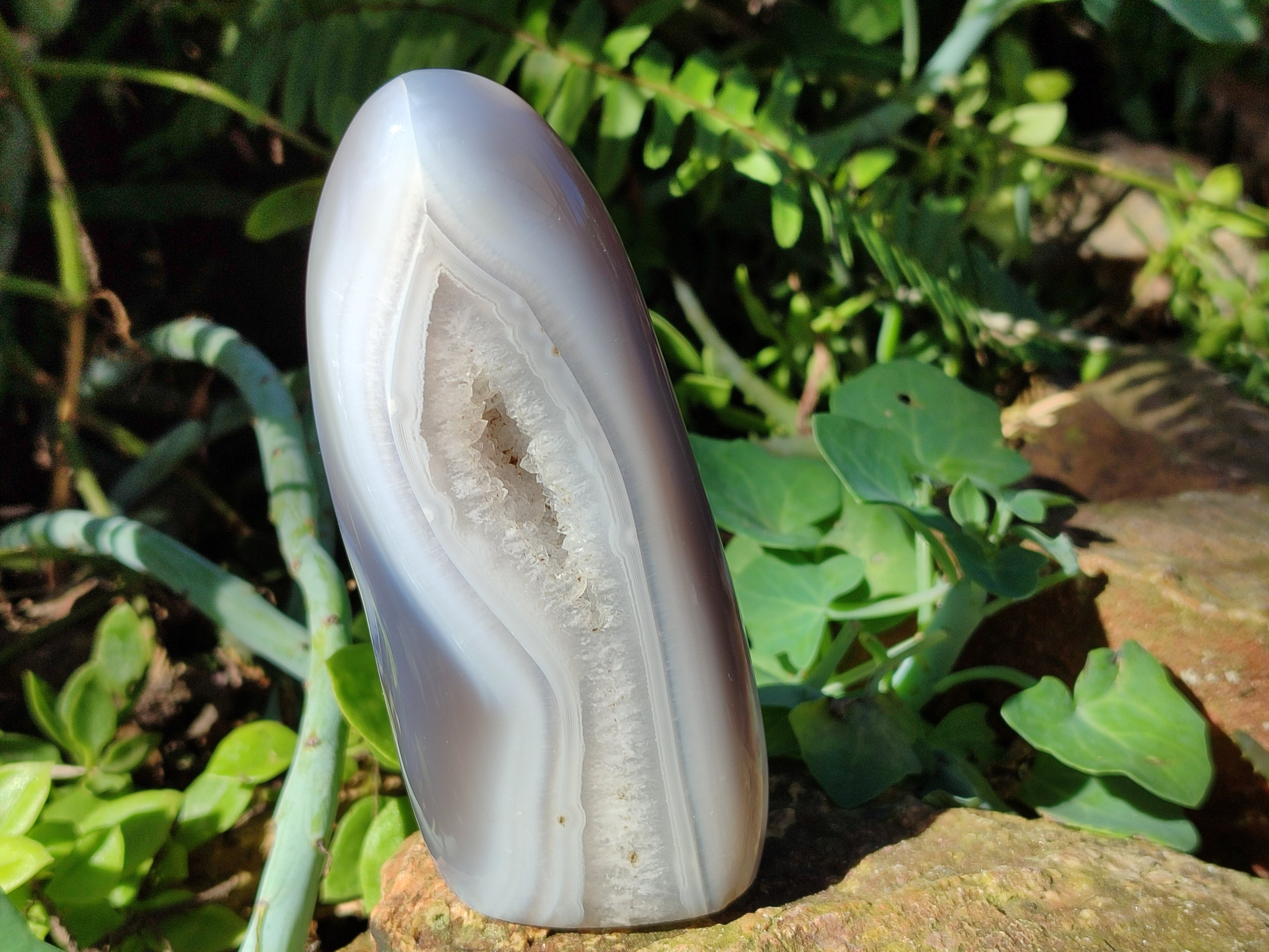 Polished Banded Agate Standing Free Forms x 3 From Madagascar - Toprock Gemstones and Minerals 
