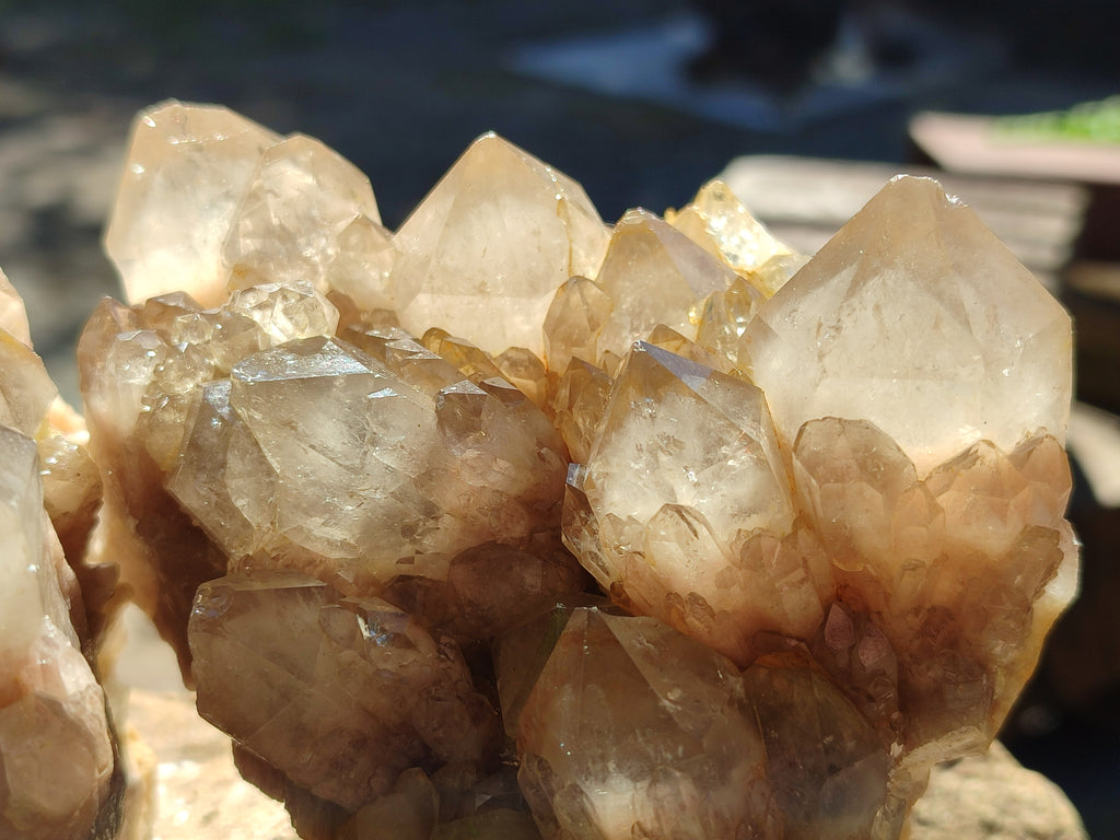Natural White Phantom Cascading Quartz Clusters x 2 From Luena, Congo - Toprock Gemstones and Minerals 