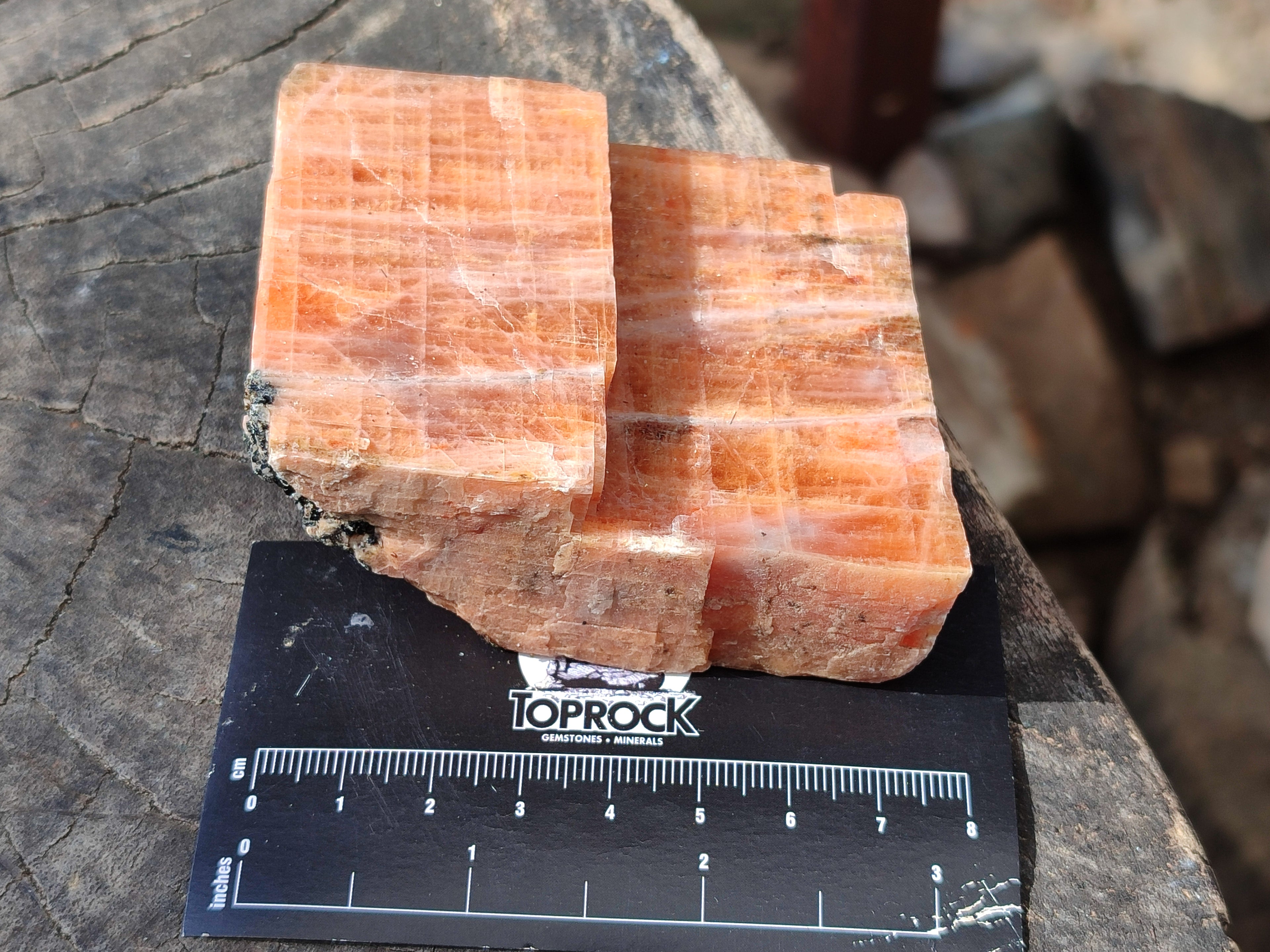 Natural Rhombohedral Sunset Orange Calcite Specimens x 6 From Spitzkop, Namibia - Toprock Gemstones and Minerals 