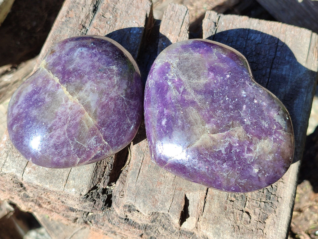 Polished Lepidolite with Pink Rubellite Hearts x 5 From Ambatondrazaka, Madagascar - Toprock Gemstones and Minerals 