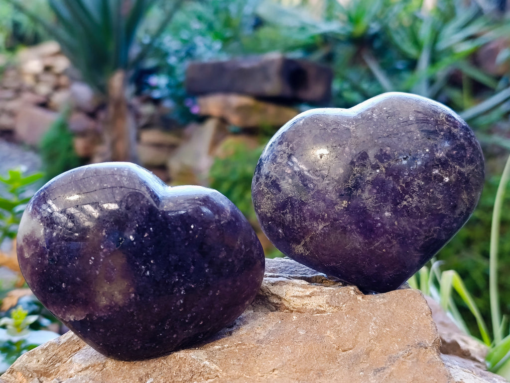 Polished Lepidolite with Pink Rubellite Hearts x 5 From Ambatondrazaka, Madagascar - Toprock Gemstones and Minerals 