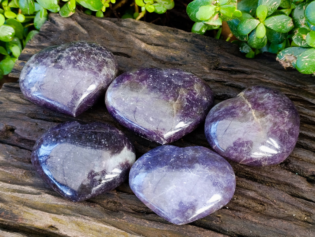 Polished Lepidolite with Pink Rubellite Hearts x 5 From Ambatondrazaka, Madagascar - Toprock Gemstones and Minerals 