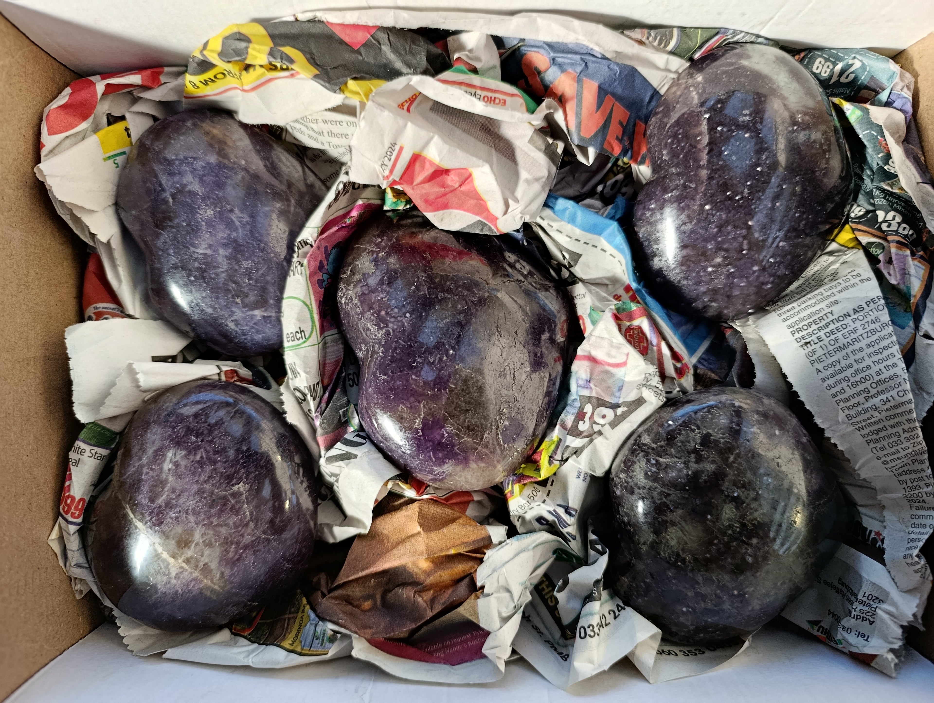 Polished Lepidolite with Pink Rubellite Hearts x 5 From Ambatondrazaka, Madagascar - Toprock Gemstones and Minerals 