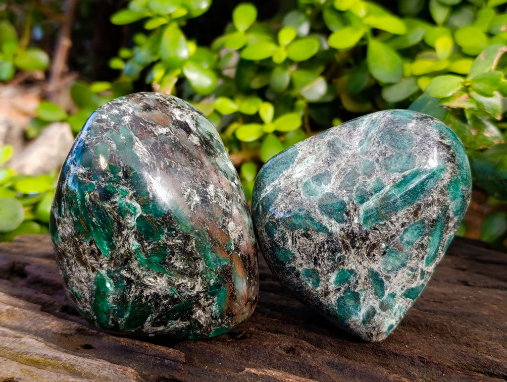 Polished Emerald Mica In Matrix Standing Free Forms x 3 From Mutoko, Zimbabwe - Toprock Gemstones and Minerals 