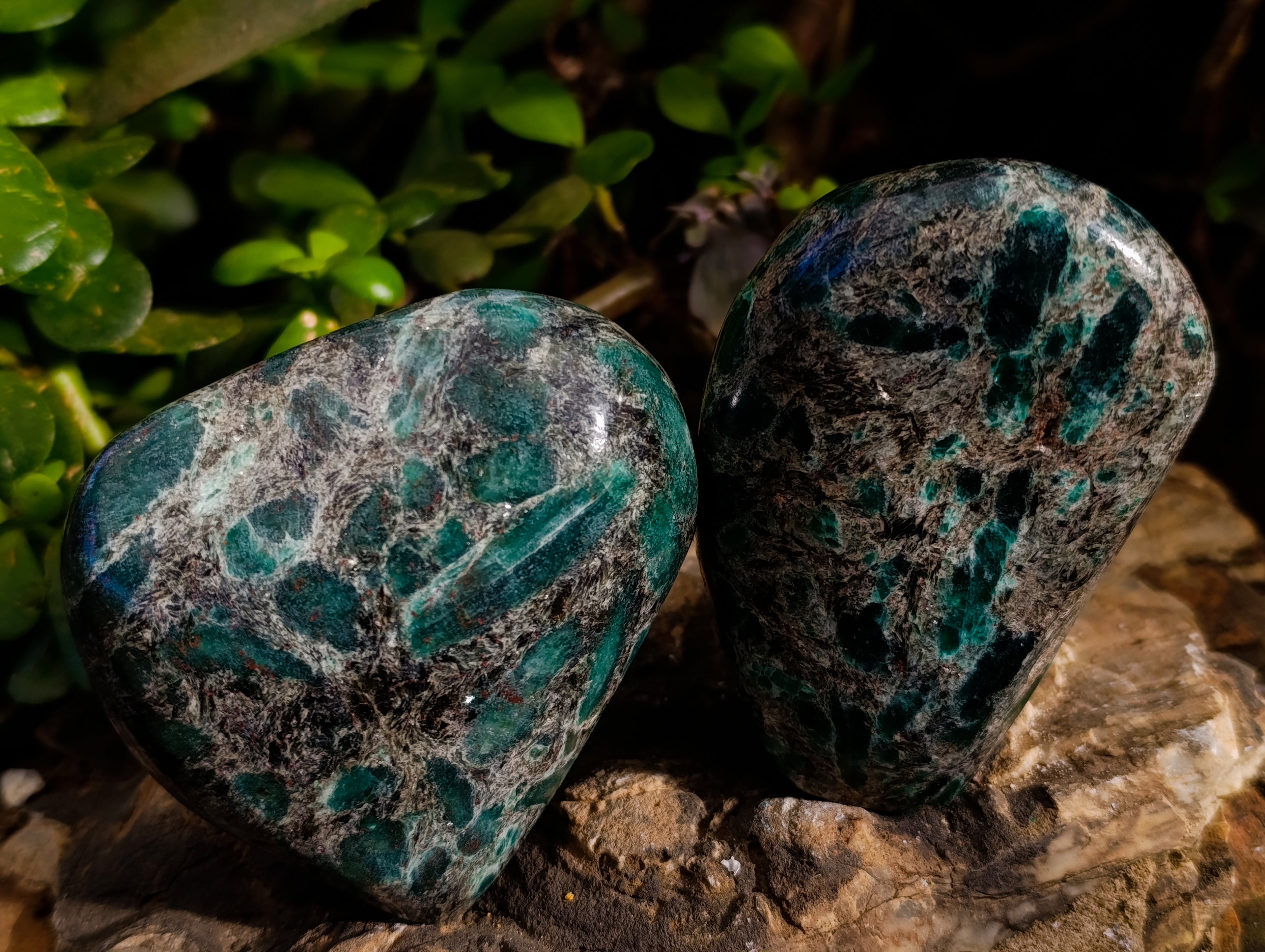 Polished Emerald Mica In Matrix Standing Free Forms x 3 From Mutoko, Zimbabwe - Toprock Gemstones and Minerals 