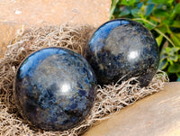 Polished Iolite Spheres x 2 From Ambatofinandrahana, Madagascar - Toprock Gemstones and Minerals 