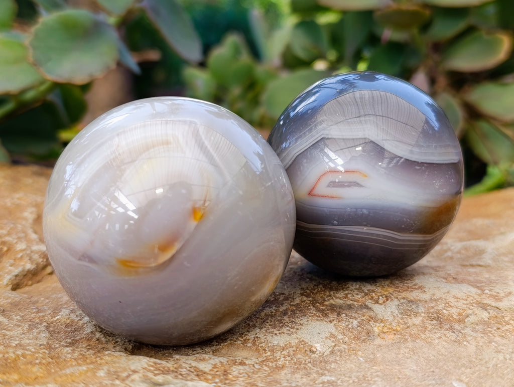 Polished Banded Agate Spheres x 4 From Madagascar - Toprock Gemstones and Minerals 