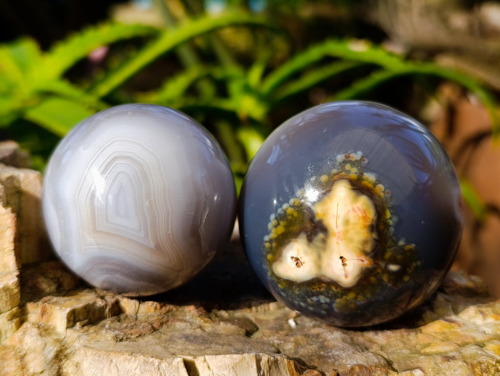 Polished Banded Agate Spheres x 4 From Madagascar - Toprock Gemstones and Minerals 