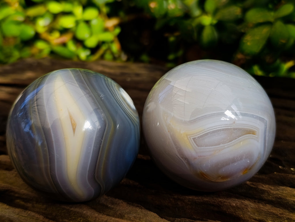 Polished Banded Agate Spheres x 4 From Madagascar - Toprock Gemstones and Minerals 