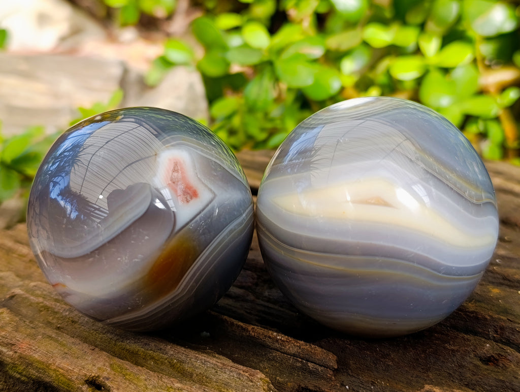 Polished Banded Agate Spheres x 4 From Madagascar - Toprock Gemstones and Minerals 