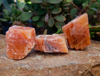 Natural Rhombohedral Sunset Orange Calcite Specimens x 12 From Spitzkop, Namibia - Toprock Gemstones and Minerals 