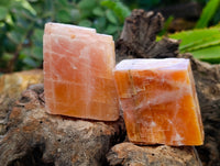 Natural Rhombohedral Sunset Orange Calcite Specimens x 12 From Spitzkop, Namibia - Toprock Gemstones and Minerals 