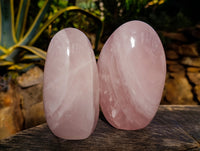 Polished Rose Quartz Standing Free Forms x 3 From Ambatondrazaka, Madagascar - Toprock Gemstones and Minerals 