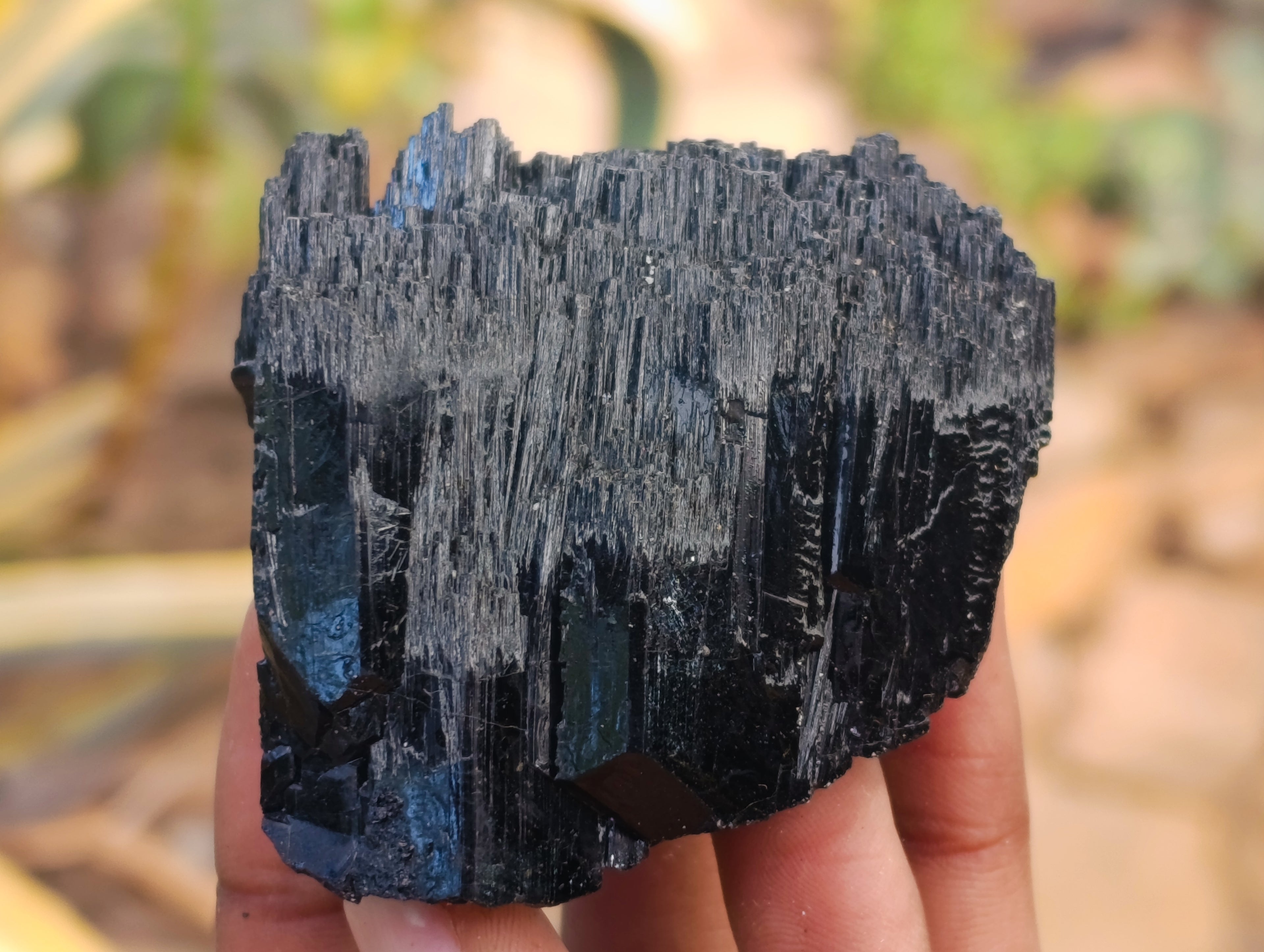 Natural Schorl Black Tourmaline with Fibrous and Needle Formations and Hyalite Opal x 6 From Erongo, Namibia - Toprock Gemstones and Minerals 