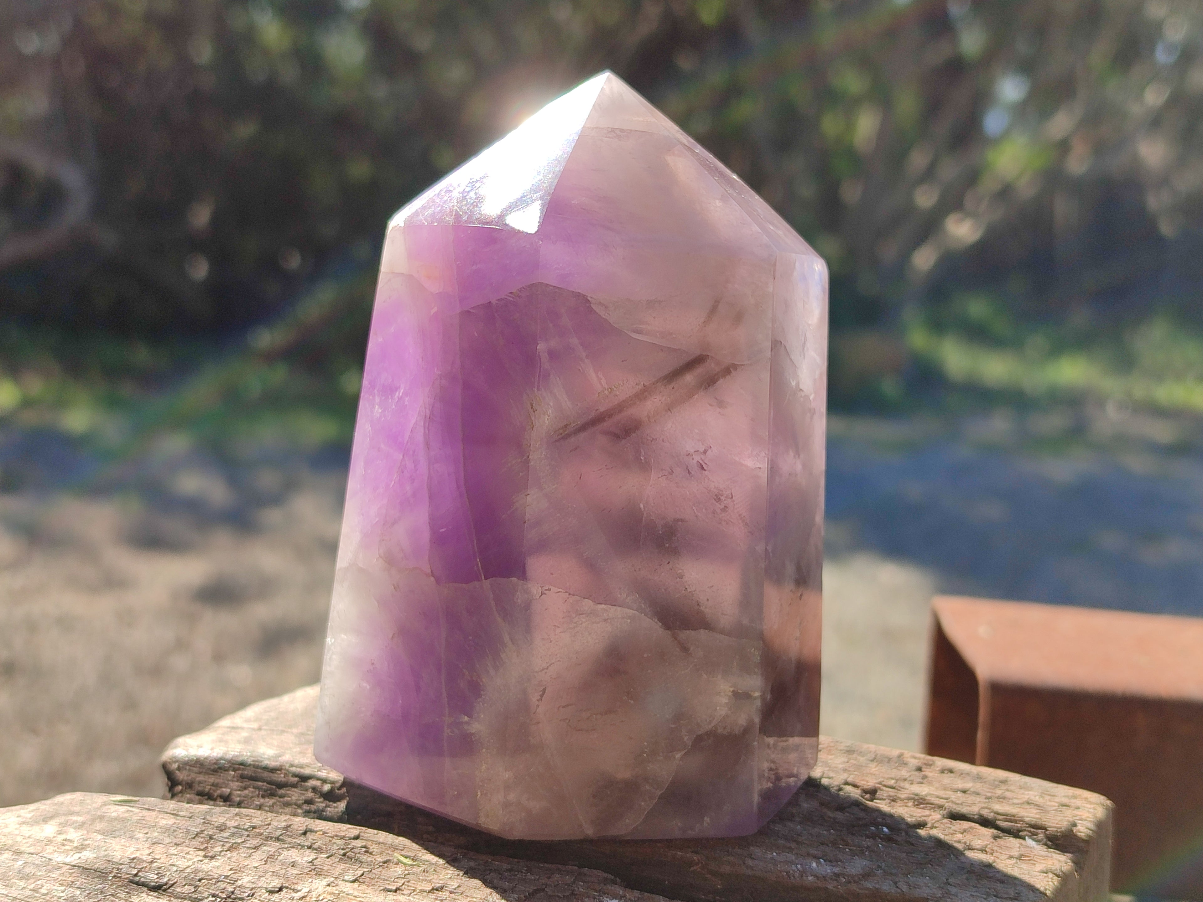 Polished Chevron Amethyst Points x 2 from Ankazobe, Madagascar - Toprock Gemstones and Minerals 