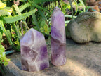 Polished Chevron Amethyst Points x 2 from Ankazobe, Madagascar - Toprock Gemstones and Minerals 