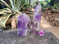 Polished Chevron Amethyst Points x 2 from Ankazobe, Madagascar - Toprock Gemstones and Minerals 