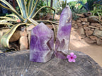 Polished Chevron Amethyst Points x 2 from Ankazobe, Madagascar - Toprock Gemstones and Minerals 